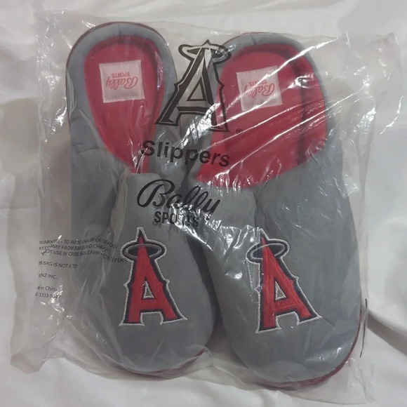 NWT Los Angeles Angels Big A Halo Logo Slippers, Color Red/Gray Size 11.5 - Picture 2 of 10
